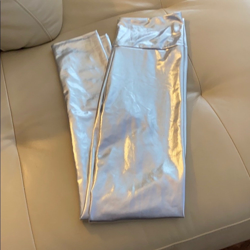 Silver metallic leggings